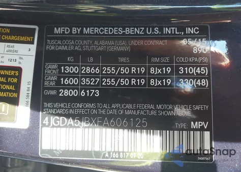 2015 Mercedes-Benz Ml 350 z USA, uszkodzony, nr VIN 4JGDA5JBXFA606125